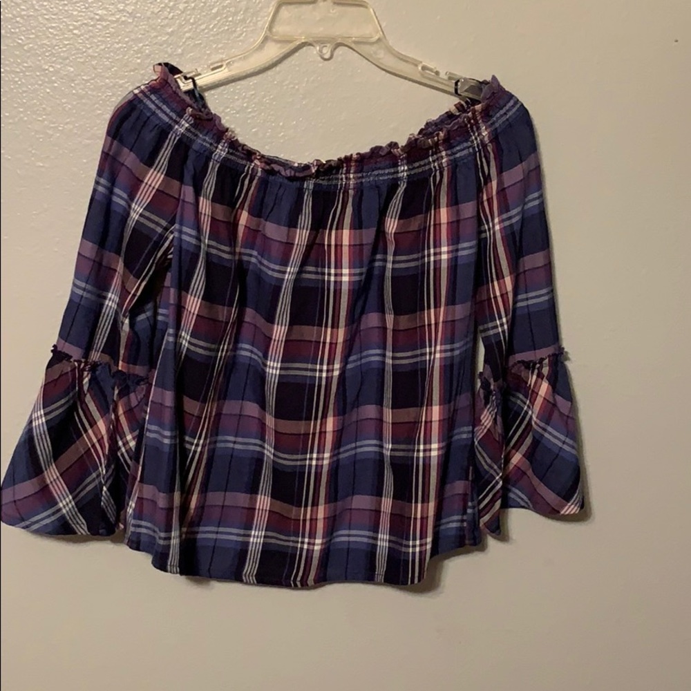 Strapless flannel top
